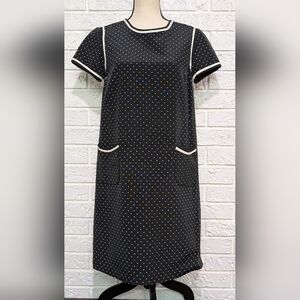 90's Peggy Jennings Black Polka Dot Vintage Inspired Jackie-O Dress Saks 5th Ave